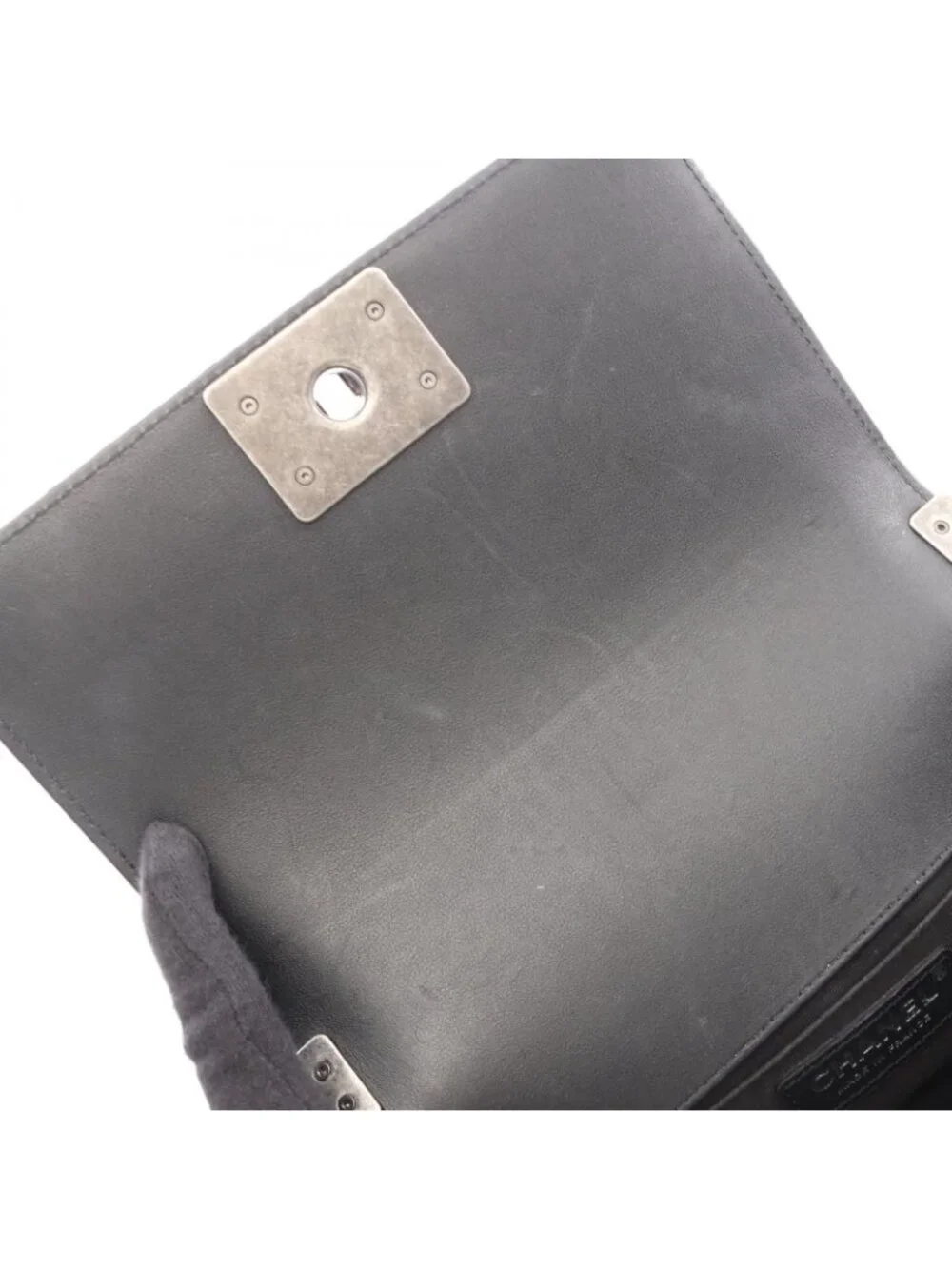 Chanel Shoulder Bag Boy Small Black Caviar Leather Chain Shawl